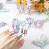 Triogift 12/24pcs 3D Laser Butterfly Wall Sticker Wedding Wall Window Decal Summer Butterfly Birthday Party DIY Party Sticker Home Decor