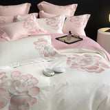 Triogift  Long staple cotton bed linen double Comforter bedding set Embroidered bed cover full set quilt duvet cover Bed Sheet Pillowcase