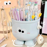 Triogift Creative Pen Holder with Hook Table Cute Stationery Storage Box Pen Holder Rack Student Children Girls Desk Organizer Kawaii