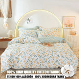 Triogift 100% Cotton Bedding Set Duvet Cover Pillowcases Breathable Skin-friendly Freshing Floral Style 16 Sizes