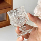 Triogift Korean Style Engraved Glasses Cup Mini Cups Short Glass Cup For Soju Sake Liquor Short Stemmed Glass  Home Accessories