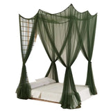 Triogift Mosquito Net Bedroom Luxurious Four-Door Fit King and Queen Double Beds Netting Elegant Green Netting Bedroom Decor Canopy