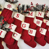 Triogift Christmas Socks Knitting Snowflake Letter Stocking Christmas Decoration For Home 2024 Xmas Tree Ornament Gift Navidad Natal 2024