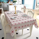 Triogift Simple Polyester Cotton Imitation Hemp Red Snow Christmas Tablecloth Printed Coffee Table Cloth Table Cover Rectangular Mesa