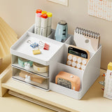 Triogift Desktop Transparent Cosmetics Storage Box Desktop Organizer with Drawers Pen Holder Stationary Storage Rack for Office Desks