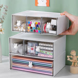 Triogift Desktop Kawaii Cosmetic Stationery Storage Box Ins Free Combination Stackable Plastic Drawer Home Office Desk Storage Organizer