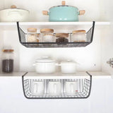 Triogift Kitchen Closet Shelves Cupboard Hanging Under Shelf Storage Iron Mesh Basket Cabinet Door Organizer Rack Desk Closet Holders