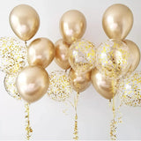 Triogift 20pcs Champagne Rose Gold Confetti Latex Balloons Birthday Party Decorations Kids Adult Girl Boy Baby Shower Wedding Supplies