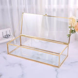 Triogift  E56C Decorative Box Accent Trinket for CASE Clear Table Top Glass Lid Jewelry Display Beautiful photos Organizer Home Decorat