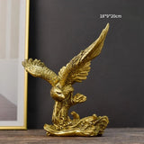 Triogift Eagle Resin Golden Eagle Statue Art Animal Model Collection Ornaments Wine Cabinet for Home Office Desktop Feng Shui Decor Gifts