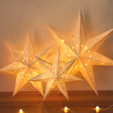 Triogift 35/43/58cm Hollow Out Star Window Grille Home Bedroom Night Light Paper Lampshade Garden Hanging Pendant Wedding Ramadan Decor