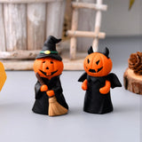 Triogift Funny Halloween Funny Pumpkin Man Craft Resin Pumpkin Man Desktop Ornament Figurine Witch Top Hat Packs Realistic Ghost Figurine