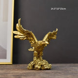 Triogift Eagle Resin Golden Eagle Statue Art Animal Model Collection Ornaments Wine Cabinet for Home Office Desktop Feng Shui Decor Gifts