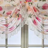 Triogift 1PC Pink Honey Peach Valance Voile Wavy Curtain Head Lace Bottom Custom Window Panel Drape for Living Room