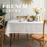 Triogift Cotton Linen Tablecloth Rectangular Tassel Cutout Anti-Wrinkle Tablecloth Kitchen Dining Room Decorative Mantel Table Meet Cover