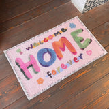 Triogift Cartoon Door Mats Letter Pattern Dirt-resistant Foot Mat Pink Cute Easy-to-care Carpet Non-slip Wear-resistant Balcony Rug Ковер