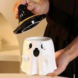 Triogift Halloween Ghost Cup Fun and Unique Ghost Desgn Gifts for Family Friends Ceramic Mug with Lid