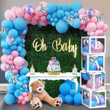 Triogift 105Pcs Gender Reveal Balloons Arch Kit Baby Shower Decor Pink Blue Balloons Garland Decor Boy Girl 1st Birthday Party Decoration