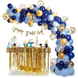 Triogift Blue Metallic Balloons Garland Kit Gold Confetti Balloon Arch Birthday Party Decoration Kids Wedding Birthday Baby Shower Boy