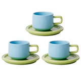 Triogift  -  3 Sets Coffee Cups Set Ceramic Cups and Saucers Set Family Tea Cup Set Cups and Mugs Drinkware  British Coffee Cups