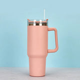 Triogift  -  1pc 40oz Straw Tumbler Reusable Vacuum Tumbler With Straw Insulated Double Wall Stainless Steel Handle Vacuum Flask Handy Cup