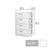 Triogift Sterilite Storage Box Organizer 4 Drawer Wide Weave Tower White Storage Boxes & Bins