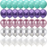 Triogift 40PCS The Mermaid Theme Party Purple Blue Confetti Balloons Halloween Christmas New Year's Birthday Party Decorations Globos