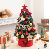 Triogift   Mini Christmas Tree Set Desktop Xmas Tree Decoration Gold Jingle Gift Led Christmas Tree Ornamend Diy House Warming Gift