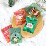 Triogift 100pcs Hot Seal Christmas Cookie Bags Handmade Candy Nougat Baking Packaging bag Christmas Decorations  New Year  xmas Gift