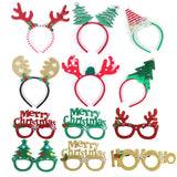 Triogift Christmas Headbands cute Reindeer Antlers Xmas Tree Glasses Frame for Kids Adults Gift Noel Navidad new year Photo Booth props