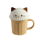 Triogift  -  Cute Animal Coffee Cup Kawaii Cat Bunny Bear Ceramic Mug For Tea Milk Water Juice Mocha Lovers Breakfast Cup Birthday Gift 350ml