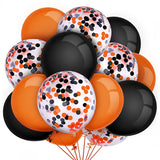 Triogift 15pcs Halloween Balloon Orange Black Latex Confetti Balloons Halloween Party Decor Supplies Shop Bar Halloween Decoration Balls