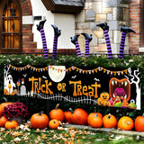 Triogift Halloween Trick Or Treat Banner Happy Halloween Decoration For Home Pumpkin Bat Ghost Print Backdrop Horror Party Suppiles