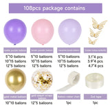 Triogift Butterfly Pink Purple Balloon Garland Arch Kit Birthday Party Decor Kids Baby Shower Latex Ballon Chain Wedding Party Supplies