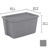 Triogift 30 Gallon Tote Box Plastic, Gray, Set of 6