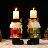 Triogift  European Nutcracker Candlestick Decoration Ins Wind Home Living Room Desktop Decoration Candle Stand Christmas Resin Decoration