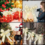 Triogift  Christmas Decoration LED Ribbon Fairy Lights Christmas Tree Ornaments for Home 2023 DIY Bows Light String Navidad New Year