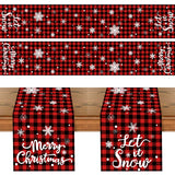 Triogift Merry Christmas Red Black Grid Snowflake Table Runner Christmas Decoration For Home  Navidad Natal Xmas Tablecloth New Year