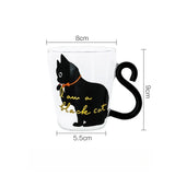 Triogift  -  Cute Cat Heat Resistant Glass Cup for Home, Breakfast Milk Cup, Cartoon Casual Coffee Cup, Japanese Style, Ins