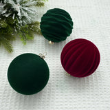 Triogift 12pcs 8cm Christmas Balls Ornament Flocked Christmas Tree Ball Decorations Plastic Velvet Balls Xmas Decorative Hanging Ornament