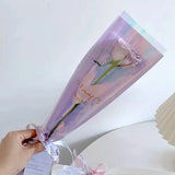 Triogift 10pcs Single Rose Sleeves Flower Wrapping Bag Bouquet Packaging Bags Clear Cellophane Floral Wrappers For Valentine's Day