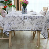 Triogift Customizable Blending Flower Tablecloth,Rectangular with Lace Table Cover,for Home Kitchen Dinning Table Decor Mantel Mesa