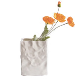 Triogift  Simple cream style imitation paper bag pleated ceramic vase Hydroponic vase Home decoration room decoration ins simple