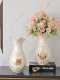 Triogift Ceramic Vase 3D Stereoscopic Dried Flowers Arrangement Wobble Plate Living Room Entrance Ornaments Home Decorations