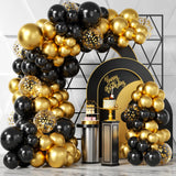 Triogift 107pcs Black Gold Balloon Set. Graduation Season New Year's Retirement Wedding Birthday Gender Reveal Party Supplies Decoration