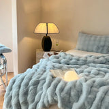 Triogift  Luxury faux fur Blanket home bed linen Bubble Fleece Knee blanket bed Plaid plush sofa blankets for winter Bedspread on the bed