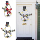 Triogift Christmas Luminous Snowman Wreath Garland Led Light Door Decoration Artificial Home Window Wall Background Door Hanging Ornament