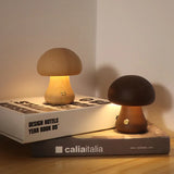 Triogift  INS LED Night Light With Touch Switch Wooden Cute Mushroom Bedside Table Lamp For Bedroom Childrens Room Sleeping Night Lamps