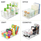 Triogift 4 Grids Refrigerator Organizer Bins Soda Can Beverage Transparent Fridge Kitchen Container Cabinets Holder Fresh Storage Box