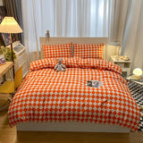 Triogift Fashion Bedding Duvet Cover Set Bed Sheet Pillowcase 100% Cotton Bedspread Bed Linen Nordic Classic Home Textile Soft Breathable